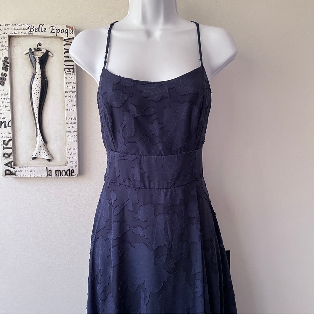 NWT Lulus Let There Be Romance Blue Burnout Floral Maxi Wedding Guest Dress L - Picture 6 of 16